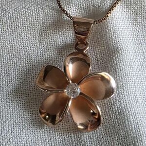 1960s Italian Sterling Silver Rose Gold Necklace